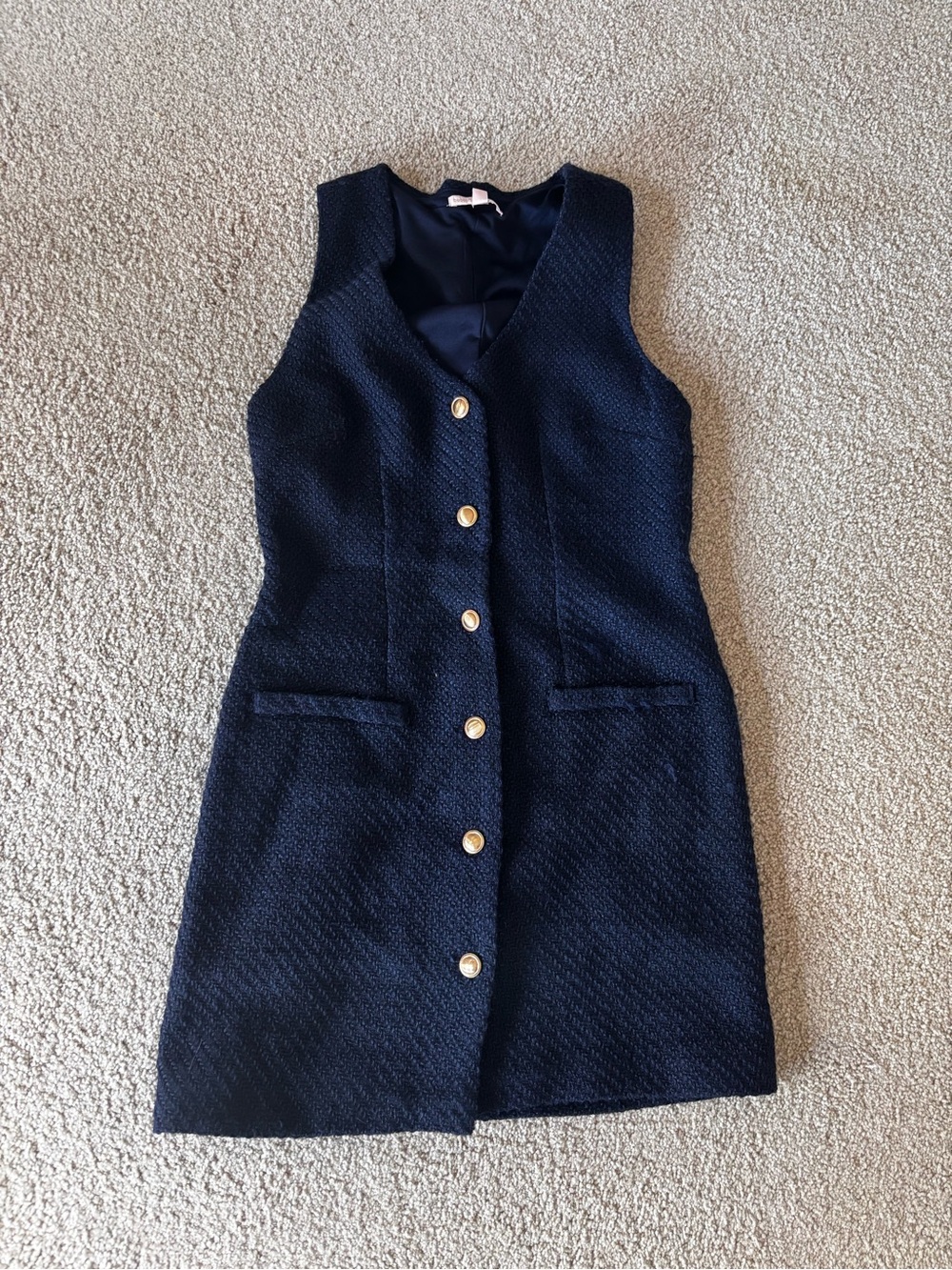 Navy Sleeveless Button-Front Mini Dress
